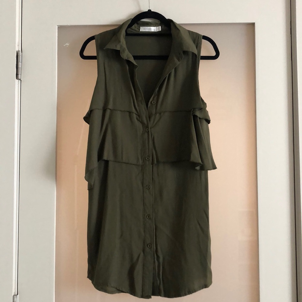 MINKPINK cargo green button down dress